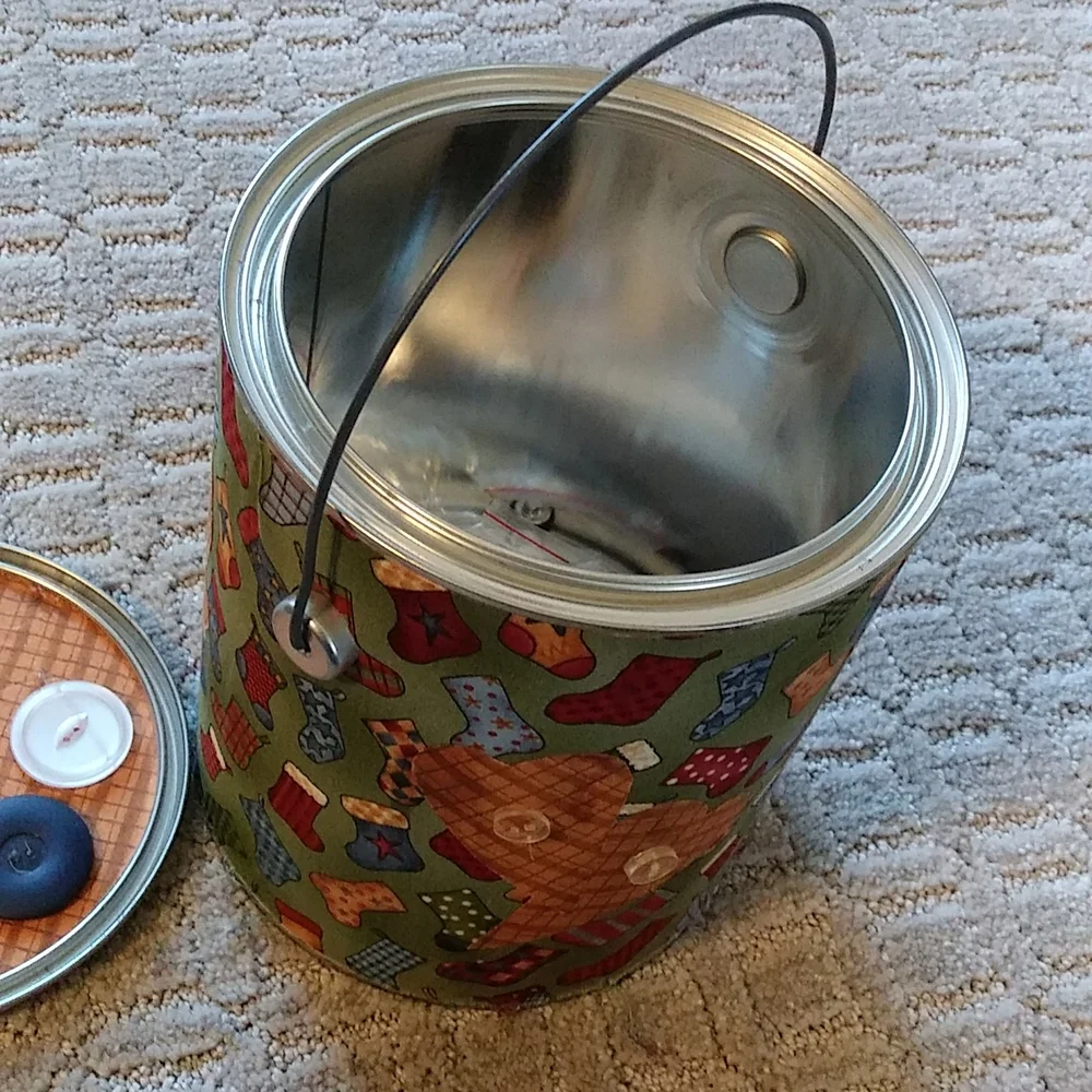 Button or Sewing Supply Storage Can with Secure Lid Closure and Handle